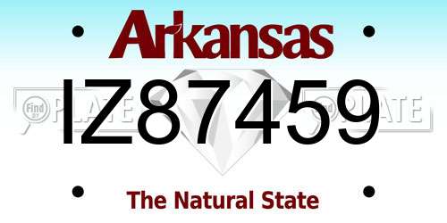 IZ87459 Arkansas License Plate