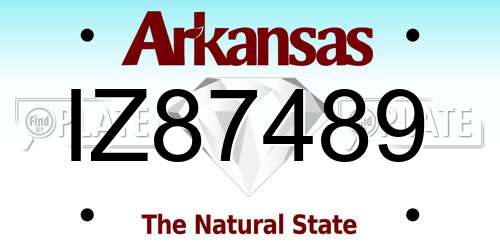 IZ87489 Arkansas License Plate