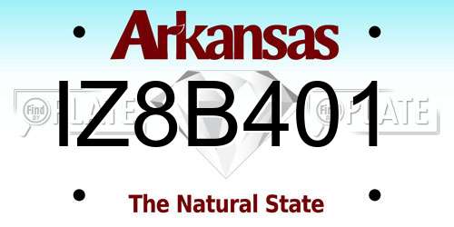 IZ8B401 Arkansas License Plate