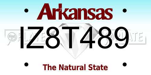 IZ8T489 Arkansas License Plate