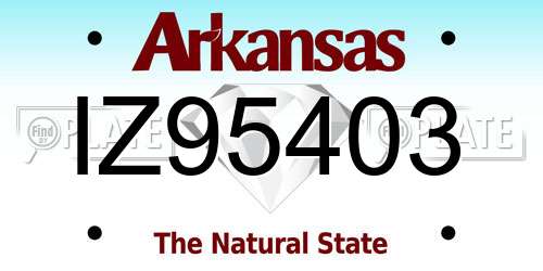 IZ95403 Arkansas License Plate