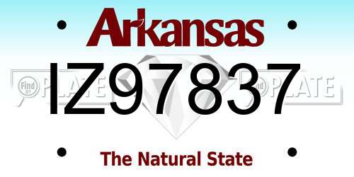 IZ97837 Arkansas License Plate