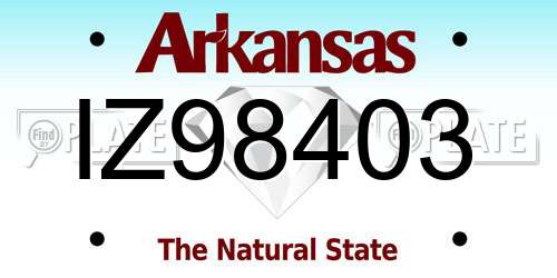 IZ98403 Arkansas License Plate