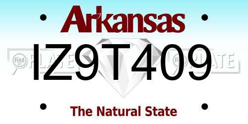 IZ9T409 Arkansas License Plate