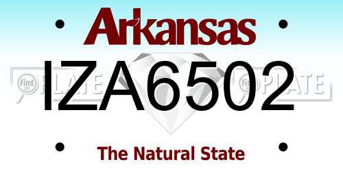 IZA6502 Arkansas License Plate