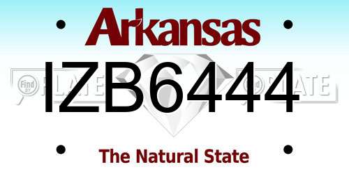 IZB6444 Arkansas License Plate