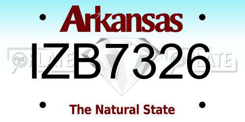 IZB7326 Arkansas License Plate
