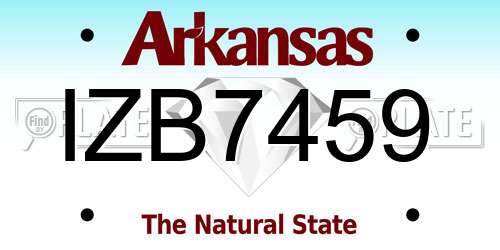 IZB7459 Arkansas License Plate