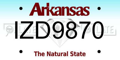 IZD9870 Arkansas License Plate