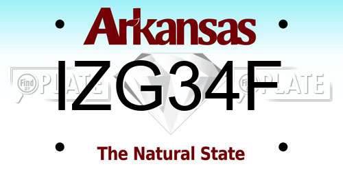 IZG34F Arkansas License Plate