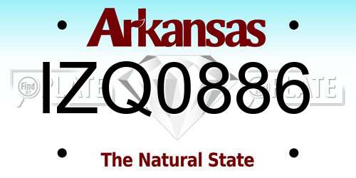IZQ0886 Arkansas License Plate