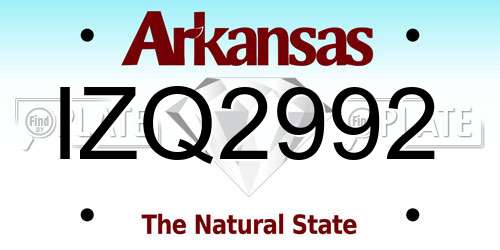 IZQ2992 Arkansas License Plate