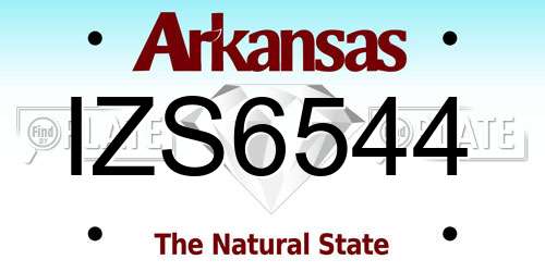 IZS6544 Arkansas License Plate