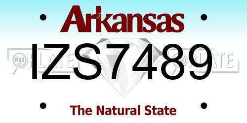 IZS7489 Arkansas License Plate
