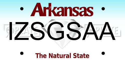 IZSGSAA Arkansas License Plate