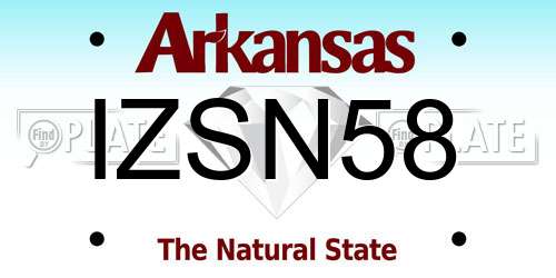 IZSN58 Arkansas License Plate