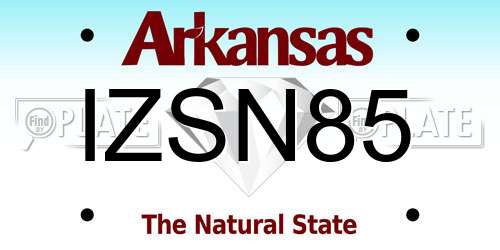 IZSN85 Arkansas License Plate