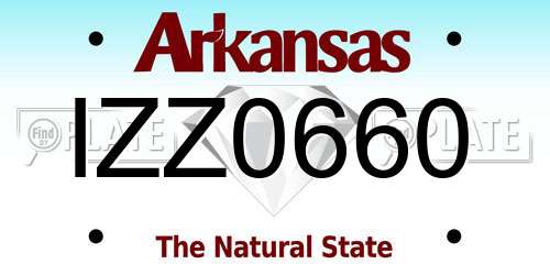 IZZ0660 Arkansas License Plate