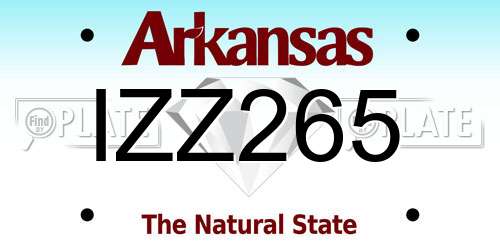 IZZ265 Arkansas License Plate