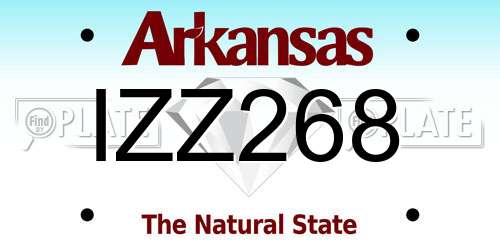 IZZ268 Arkansas License Plate