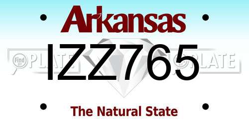 IZZ765 Arkansas License Plate