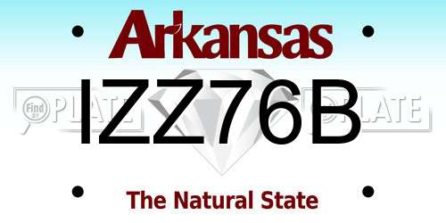 IZZ76B Arkansas License Plate