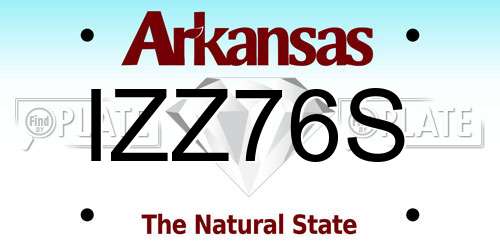 IZZ76S Arkansas License Plate