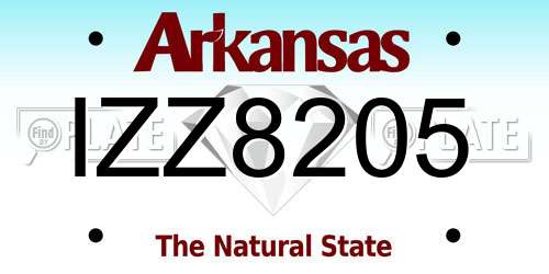 IZZ8205 Arkansas License Plate