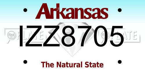 IZZ8705 Arkansas License Plate