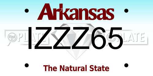 IZZZ65 Arkansas License Plate