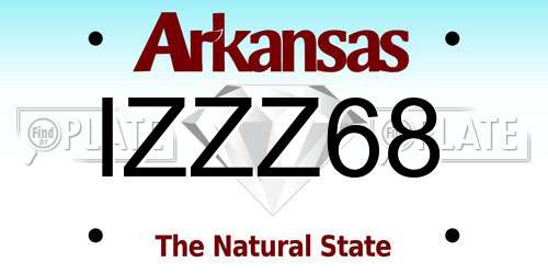 IZZZ68 Arkansas License Plate