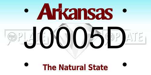 J0005D Arkansas License Plate