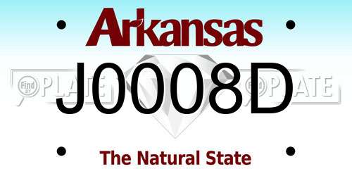J0008D Arkansas License Plate
