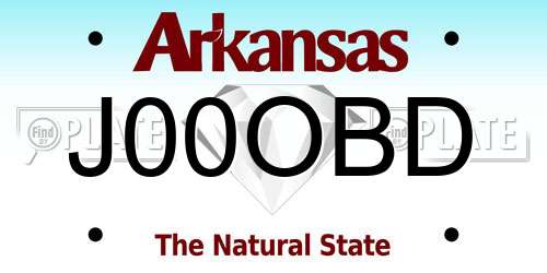 J00OBD Arkansas License Plate