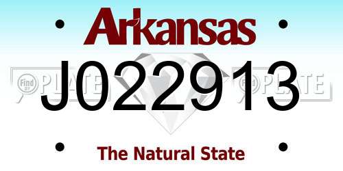 J022913 Arkansas License Plate