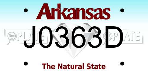 J0363D Arkansas License Plate