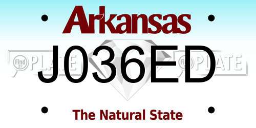 J036ED Arkansas License Plate
