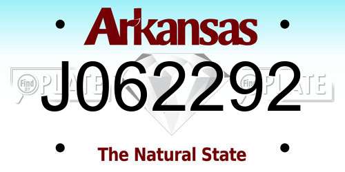 J062292 Arkansas License Plate