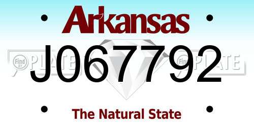 J067792 Arkansas License Plate