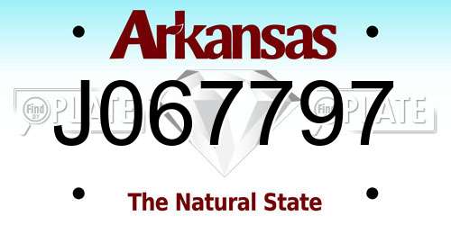J067797 Arkansas License Plate