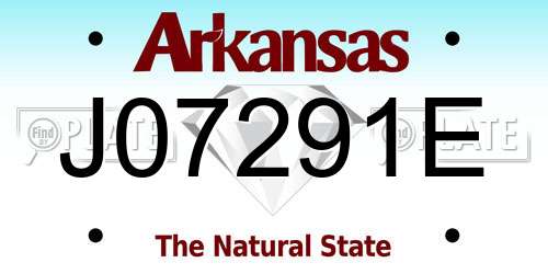 J07291E Arkansas License Plate