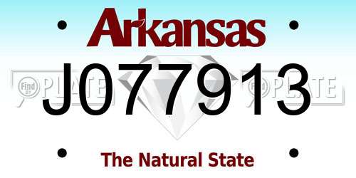 J077913 Arkansas License Plate