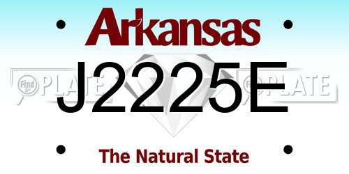 J2225E Arkansas License Plate