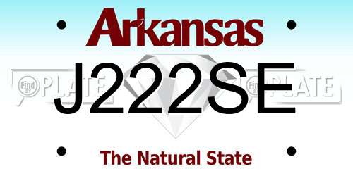 J222SE Arkansas License Plate