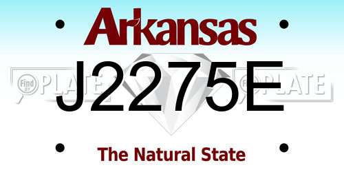 J2275E Arkansas License Plate