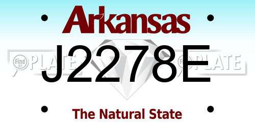 J2278E Arkansas License Plate