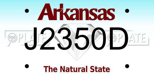 J2350D Arkansas License Plate