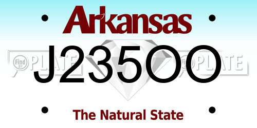 J235OO Arkansas License Plate
