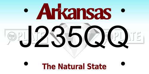 J235QQ Arkansas License Plate
