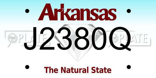 J2380Q Arkansas License Plate